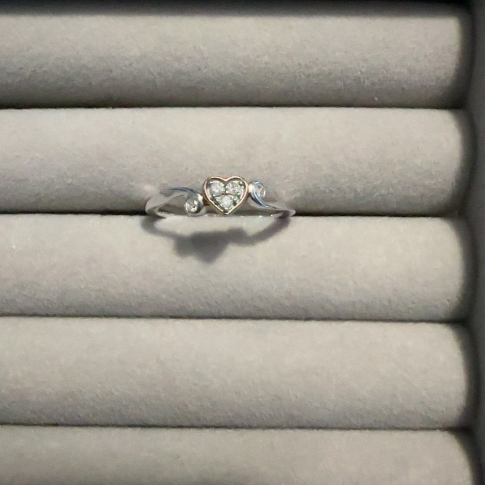 Silver Heart Ring with Crystal Accents